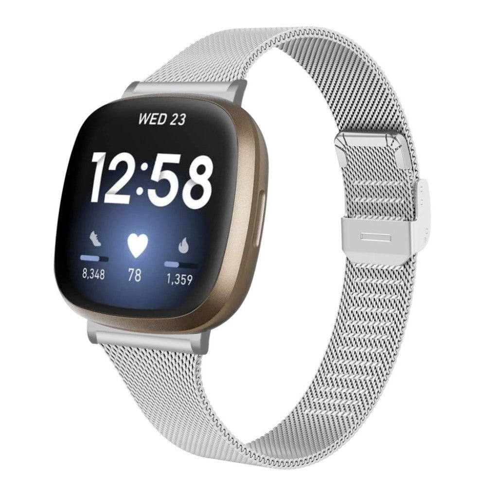 Helt vildt elegant Fitbit Versa 3 / Fitbit Sense Metal Rem - Sølv#serie_033