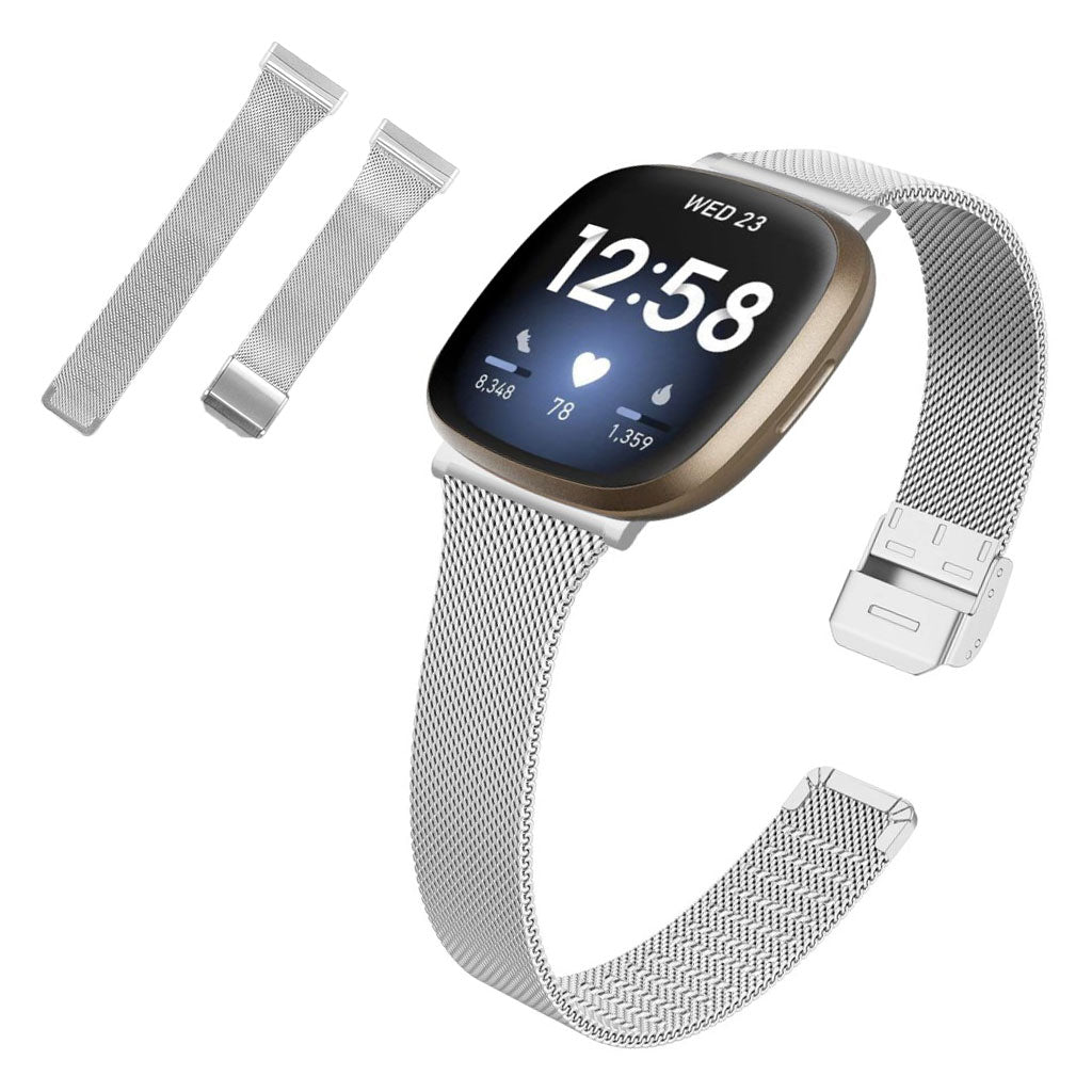 Helt vildt elegant Fitbit Versa 3 / Fitbit Sense Metal Rem - Sølv#serie_033