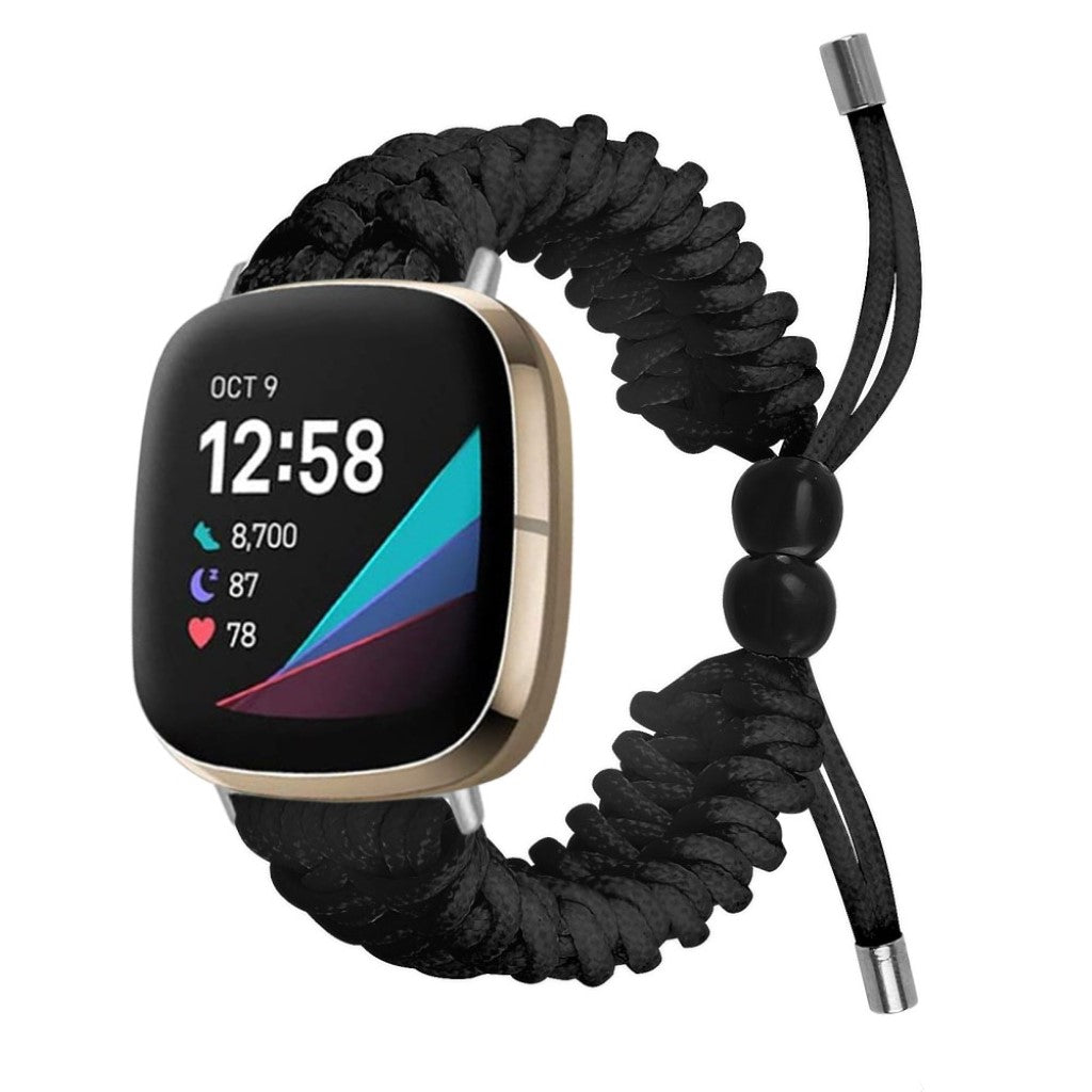 Meget pænt Fitbit Versa 3 / Fitbit Sense Nylon Rem - Sort#serie_9