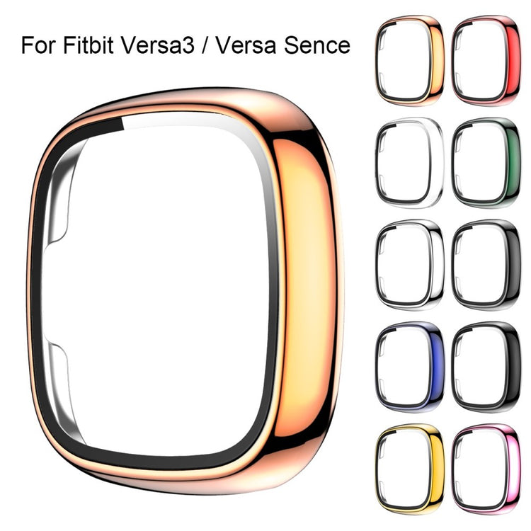 Vildt Godt Fitbit Versa 3 Cover med Skærmbeskytter i Plastik og Hærdet Glas - Guld#serie_8