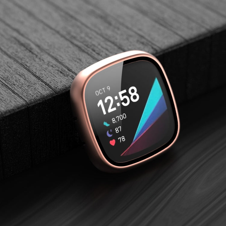 Super Pænt Fitbit Versa 3 Cover med Skærmbeskytter i Plastik og Hærdet Glas - Pink#serie_6