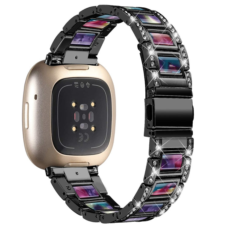 Helt vildt fed Fitbit Versa 3 Metal og Rhinsten Rem - Sort#serie_9