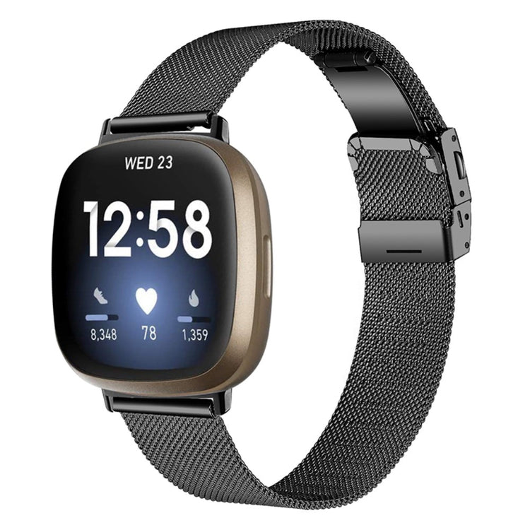 Super nydelig Fitbit Sense / Fitbit Versa 3 Metal Rem - Sort#serie_1