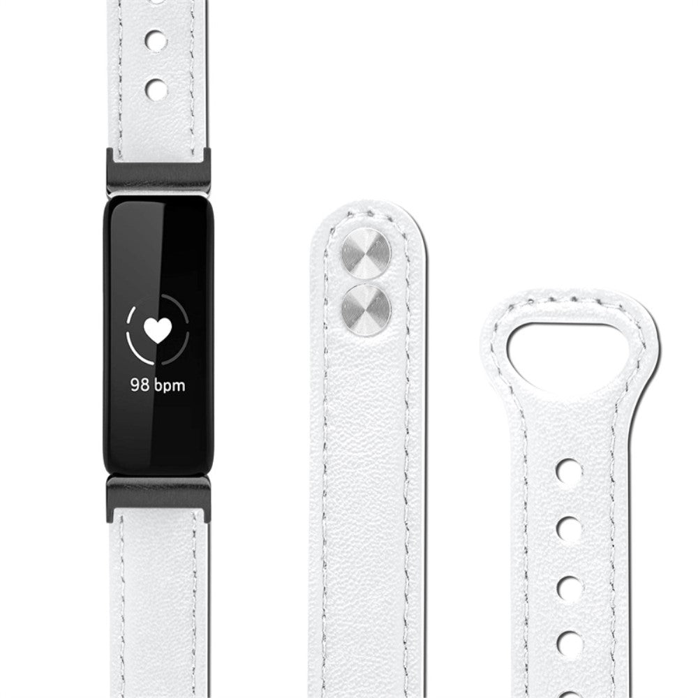 Fantastisk Fitbit Inspire 2 / Fitbit Ace 2 Ægte læder Urrem - Hvid#serie_1