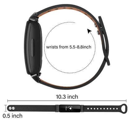 Fantastisk Fitbit Inspire 2 / Fitbit Ace 2 Ægte læder Urrem - Sort#serie_2