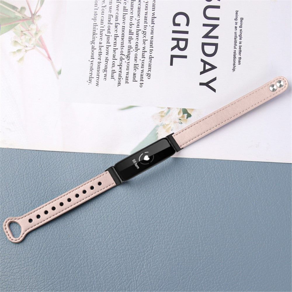 Fantastisk Fitbit Inspire 2 / Fitbit Ace 2 Ægte læder Urrem - Pink#serie_4