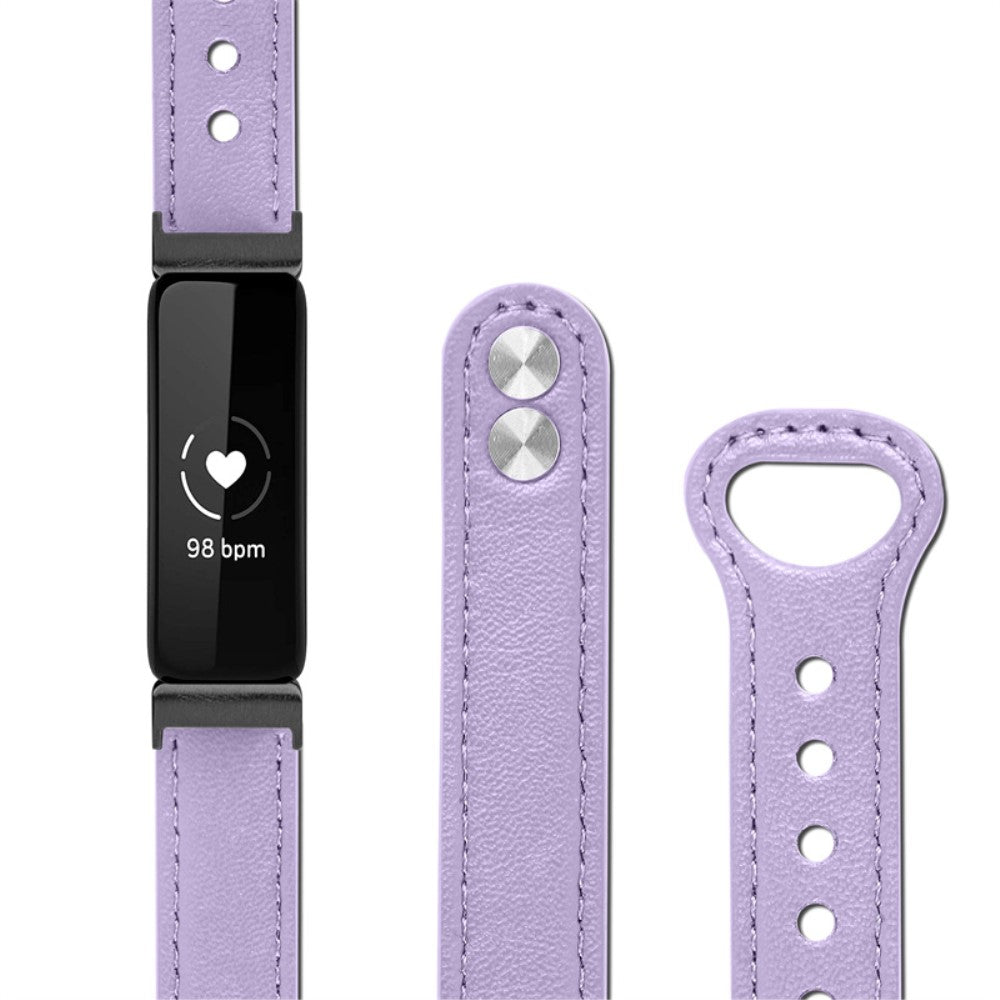 Fantastisk Fitbit Inspire 2 / Fitbit Ace 2 Ægte læder Urrem - Lilla#serie_6