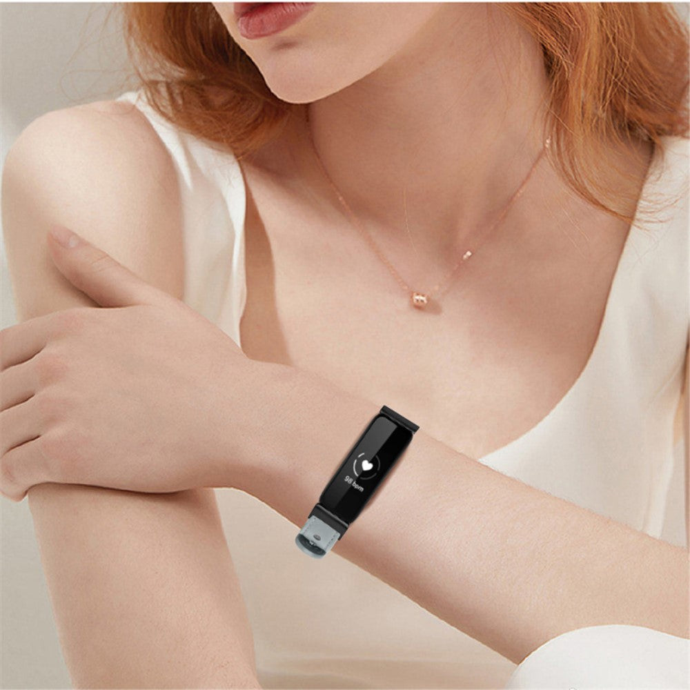 Fantastisk Fitbit Inspire 2 / Fitbit Ace 2 Ægte læder Urrem - Sølv#serie_8