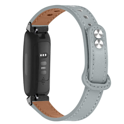 Fantastisk Fitbit Inspire 2 / Fitbit Ace 2 Ægte læder Rem - Sølv#serie_8