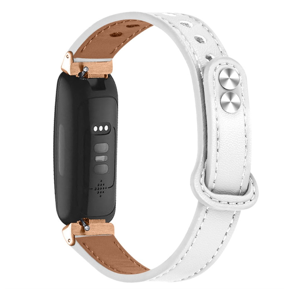 Vildt godt Fitbit Inspire 2 / Fitbit Ace 2 Ægte læder Rem - Hvid#serie_1