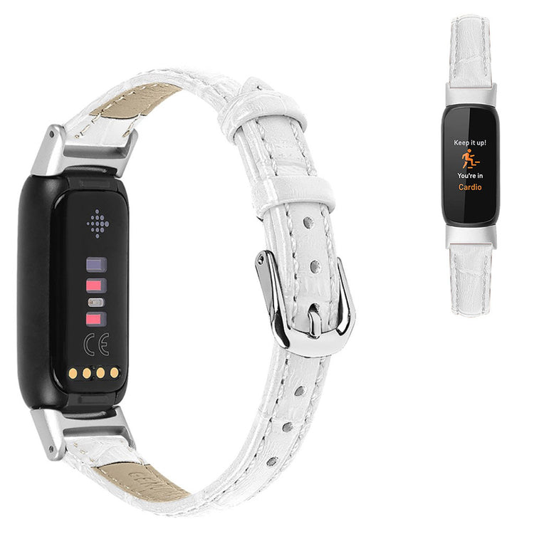 Vildt elegant Fitbit Luxe Ægte læder Rem - Hvid#serie_1