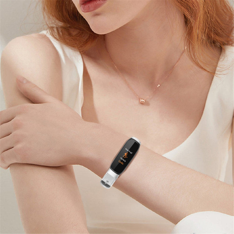 Meget nydelig Fitbit Luxe Ægte læder Urrem - Hvid#serie_1