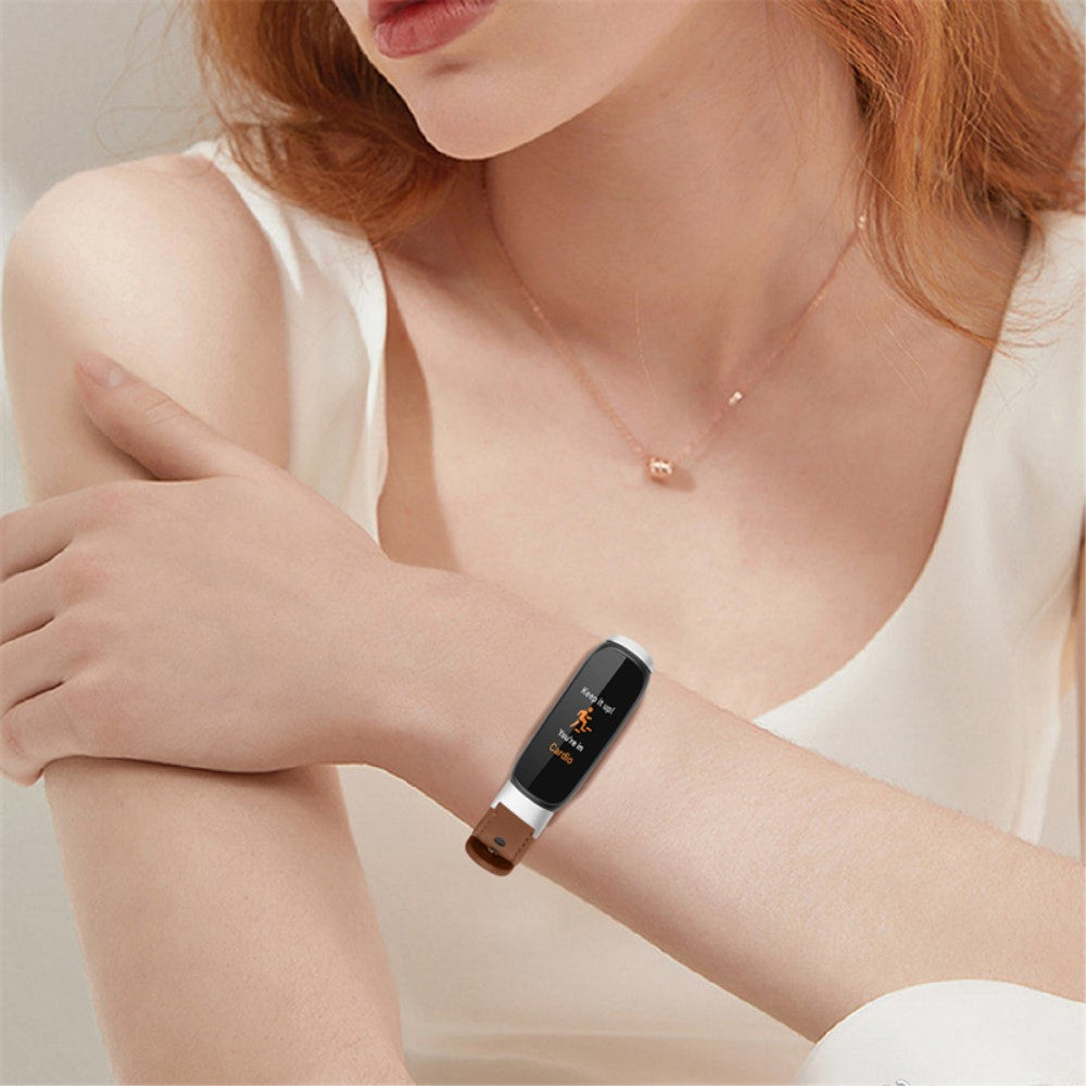 Meget nydelig Fitbit Luxe Ægte læder Urrem - Brun#serie_11