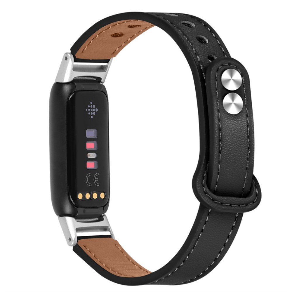 Stilfuld Fitbit Luxe Ægte læder Rem - Sort#serie_2