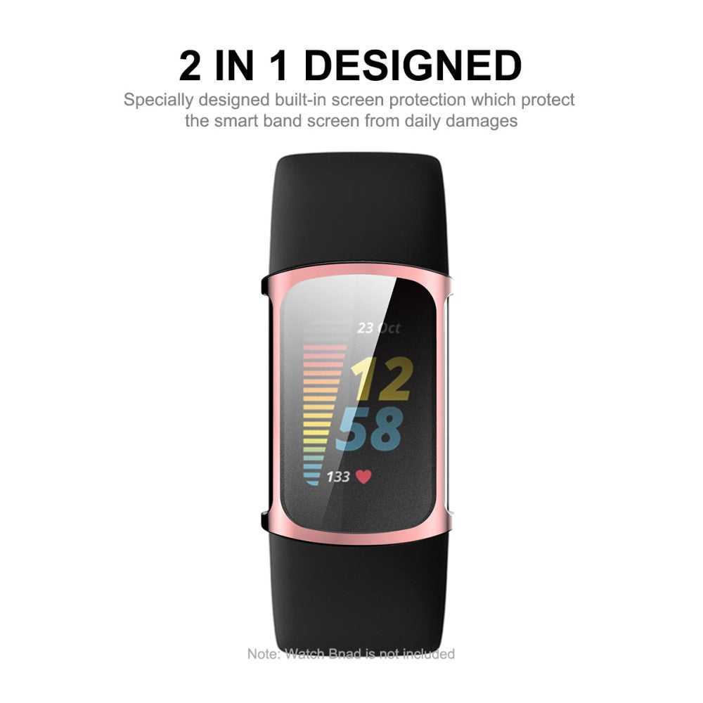 Mega Godt Fitbit Charge 5 Cover med Skærmbeskytter i Silikone - Pink#serie_2