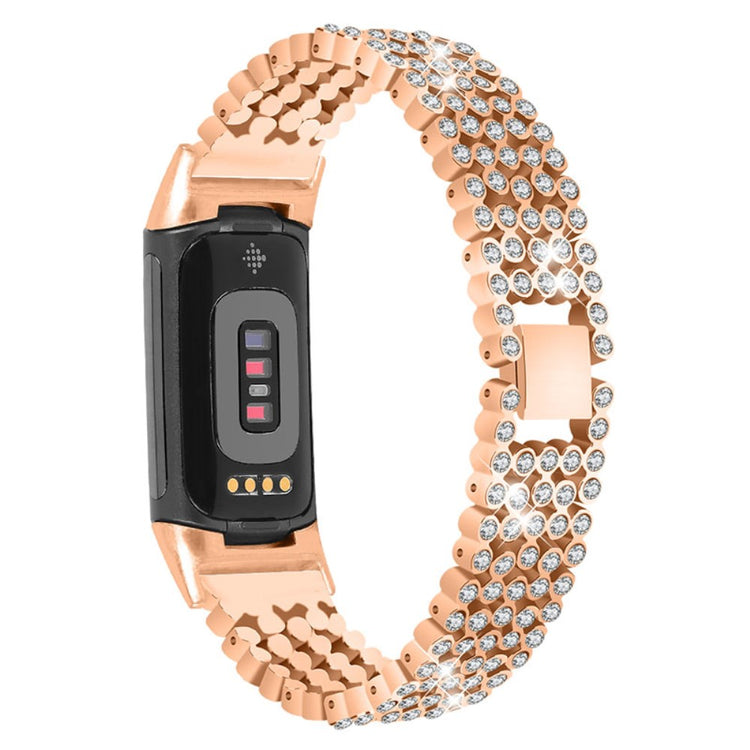 Pink Fitbit Charge 5 Metal og Rhinsten Urrem#serie_1