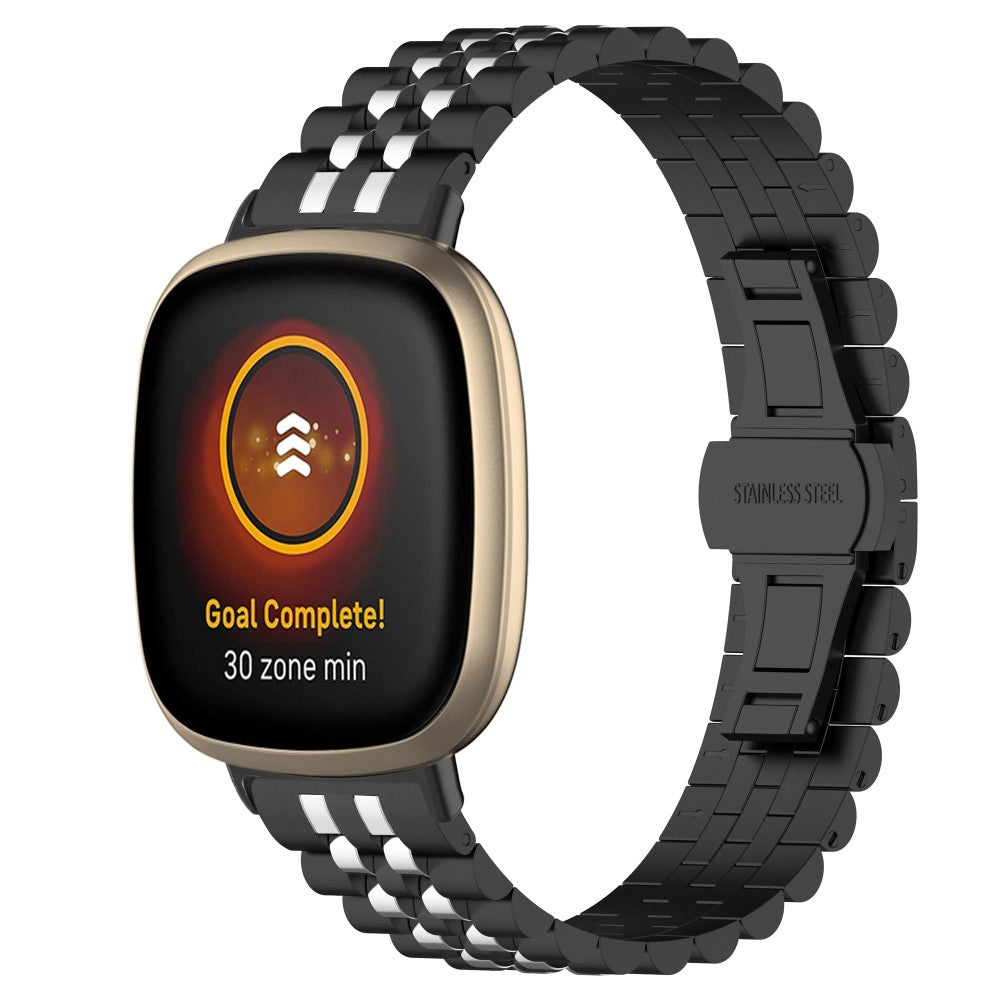 Sejt Metal Universal Rem passer til Fitbit Versa 4 / Fitbit Versa 3 - Sort#serie_3