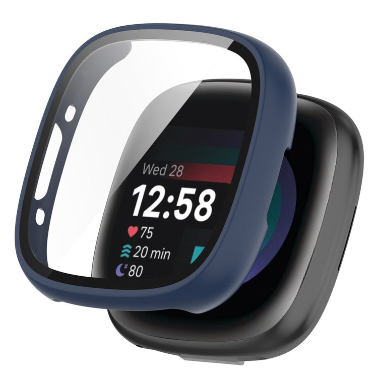 Alle Tiders Fitbit Sense 2 / Fitbit Versa 4 Cover med Skærmbeskytter i Plastik og Hærdet Glas - Blå#serie_6