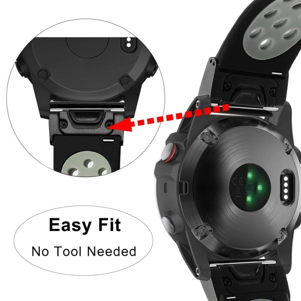 Rigtigt fint Universal Garmin Silikone Rem - Sort#serie_3
