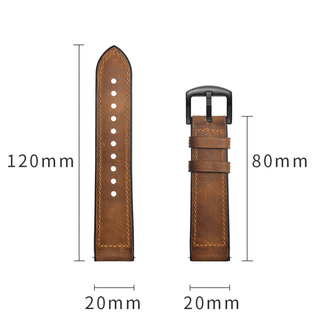 Fed Garmin Vivoactive 3 / Garmin Vivomove HR Ægte læder Rem - Brun#serie_049
