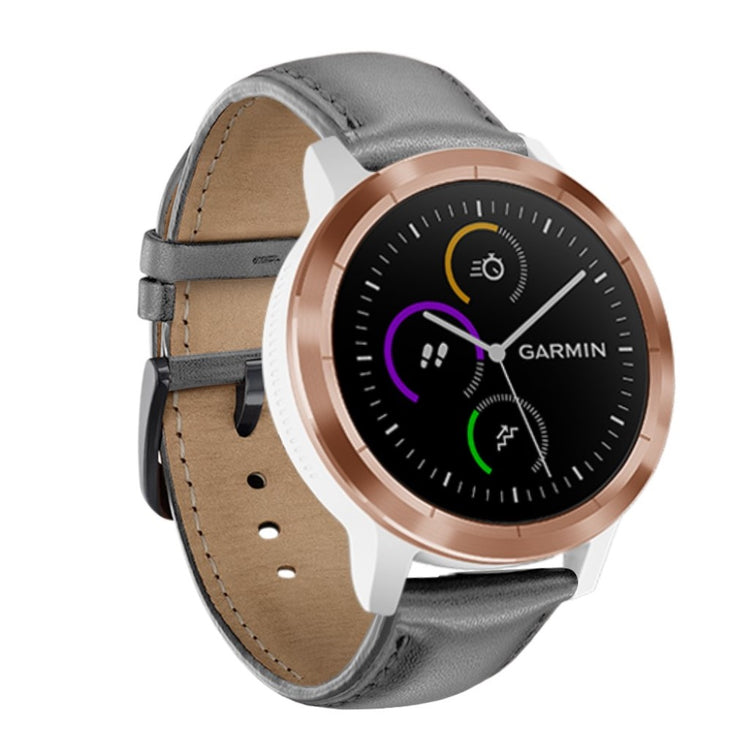 Fed Garmin Vivoactive 3 / Garmin Vivomove HR Ægte læder Rem - Sølv#serie_2