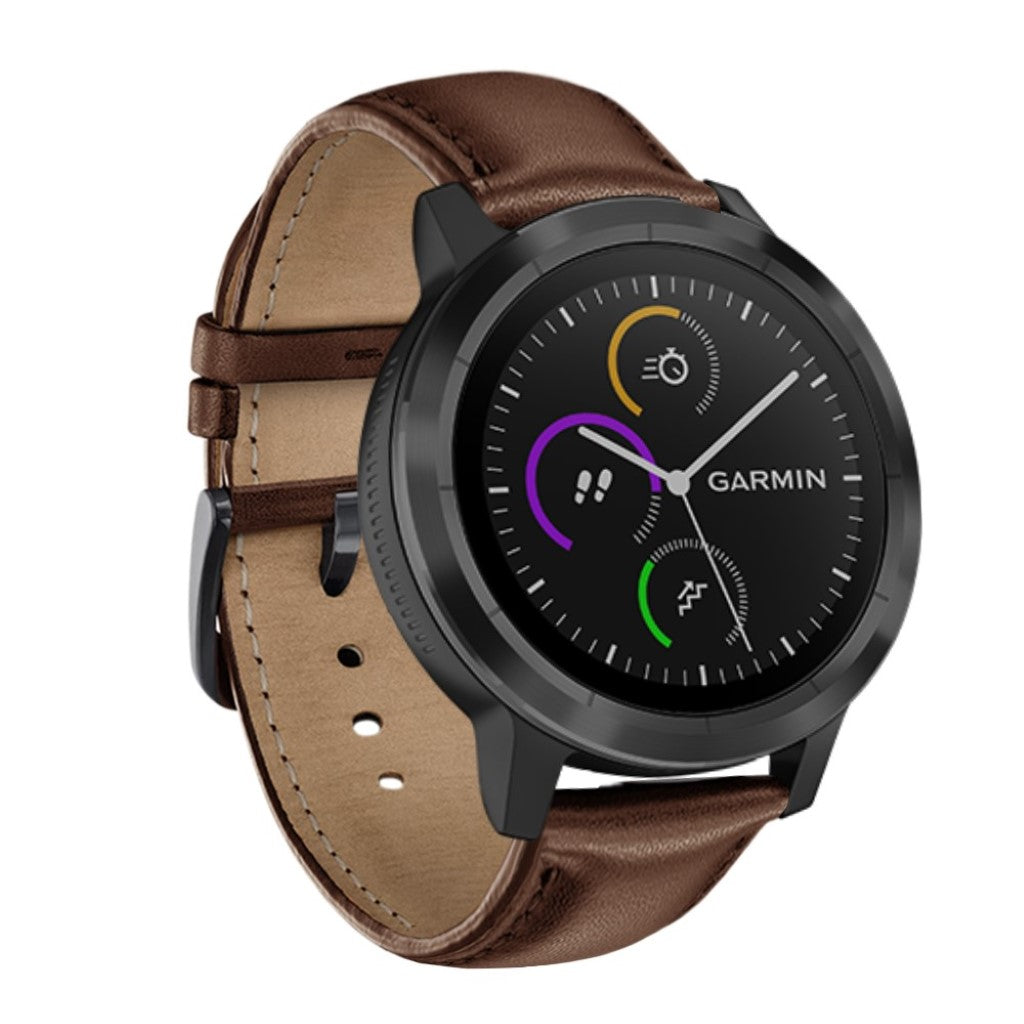 Fed Garmin Vivoactive 3 / Garmin Vivomove HR Ægte læder Rem - Brun#serie_3