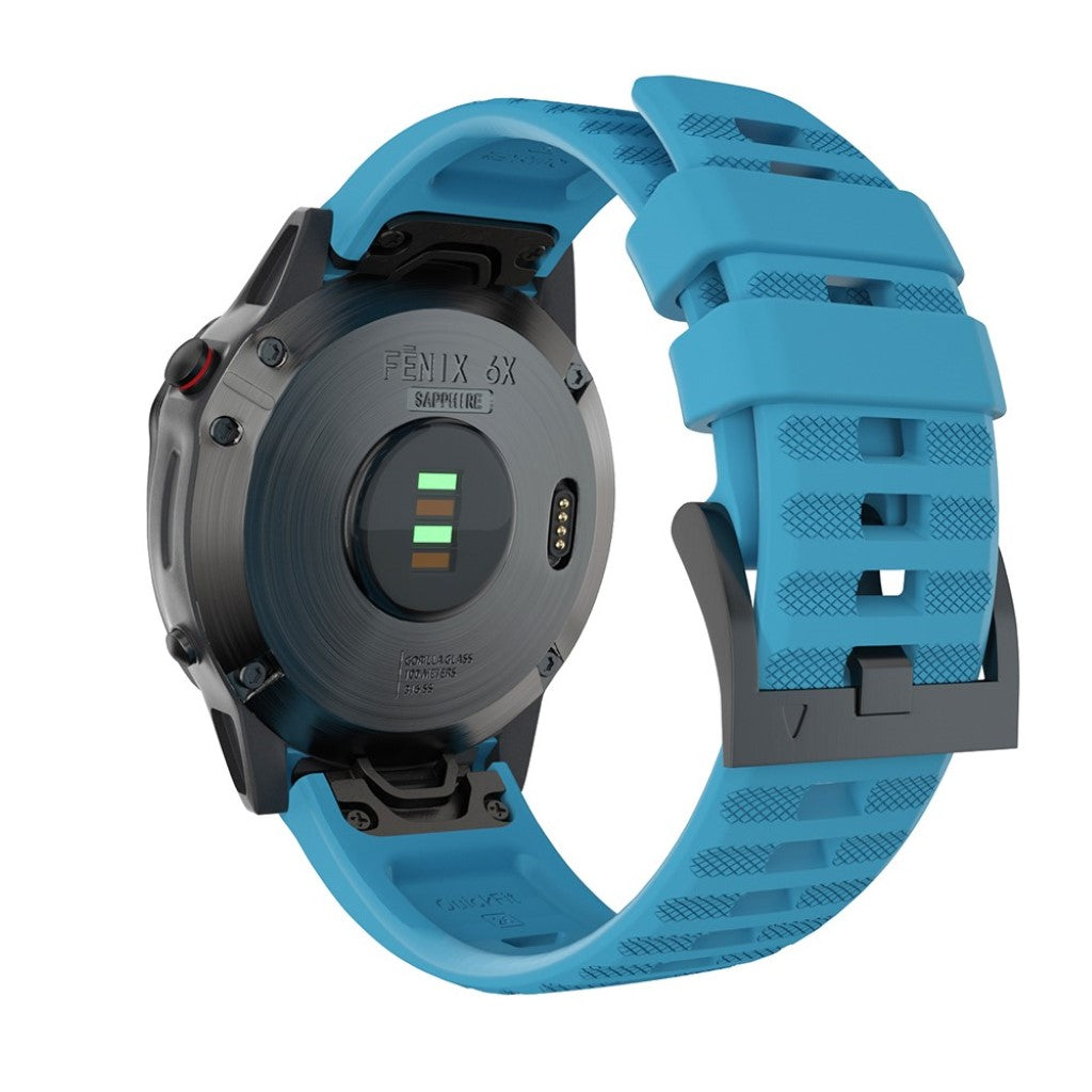 Kønt Garmin Fenix 6X Pro / Garmin Fenix 6X Silikone Rem - Blå#serie_7