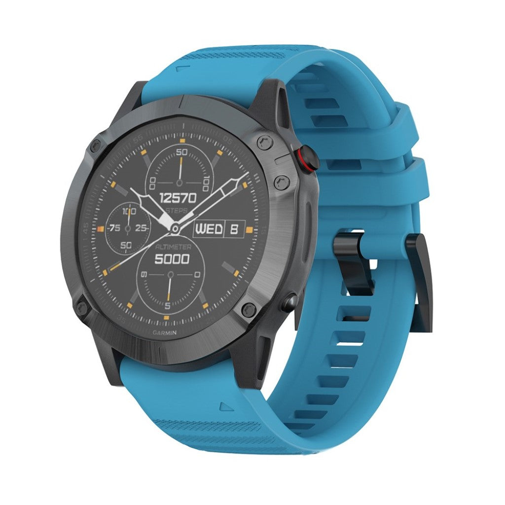 Kønt Garmin Fenix 6X Pro / Garmin Fenix 6X Silikone Rem - Blå#serie_7