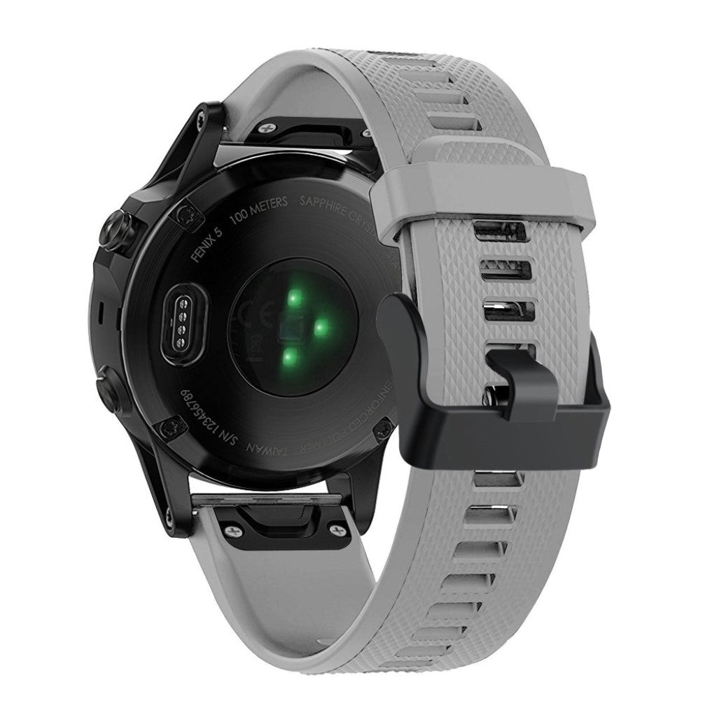 Meget komfortabel Garmin Fenix 5 Silikone Rem - Sølv#serie_3