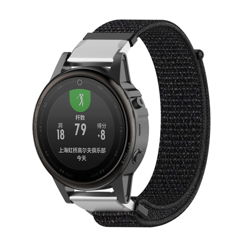 Mega holdbart Garmin Fenix 5S Nylon Rem - Sort#serie_2