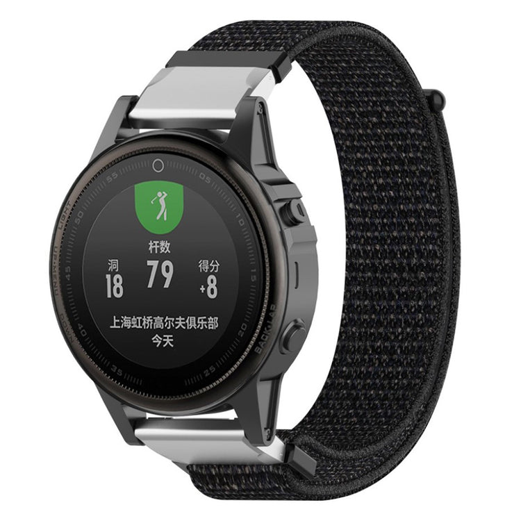 Mega holdbart Garmin Fenix 5S Nylon Rem - Sort#serie_2