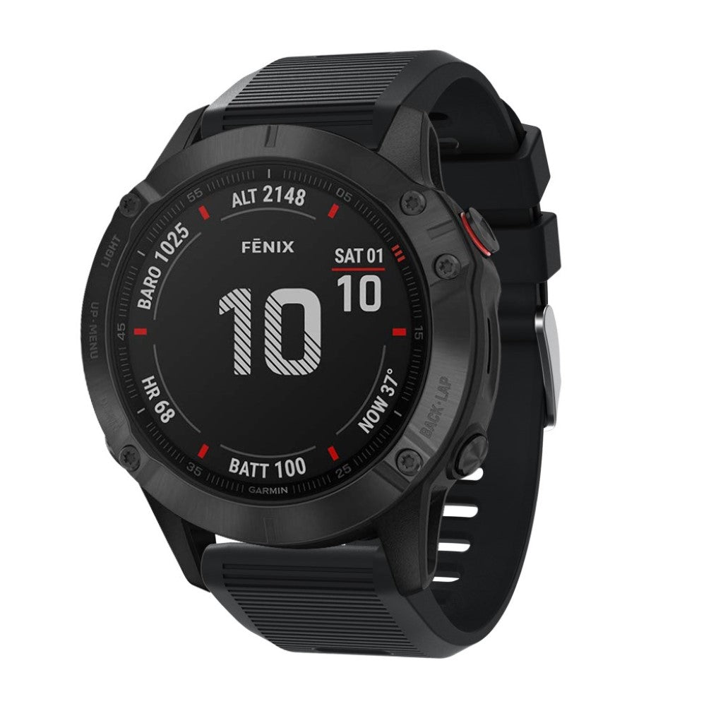 Sejt Garmin Fenix 6X Silikone Rem - Sort#serie_1