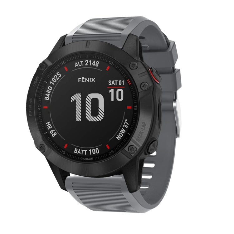 Sejt Garmin Fenix 6X Silikone Rem - Sølv#serie_3