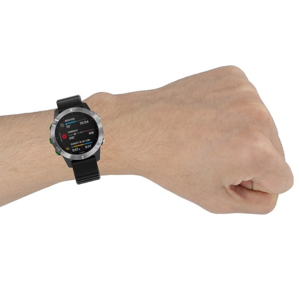 Meget fed Garmin Fenix 6 Silikone Rem - Sort#serie_1