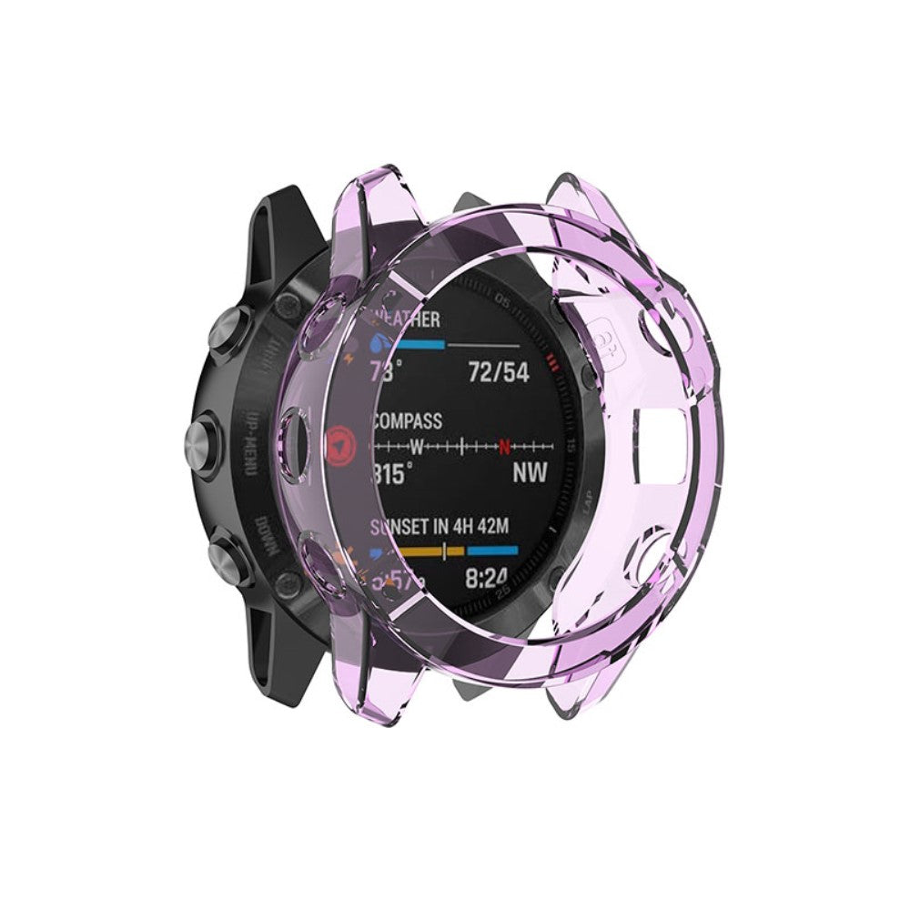 Garmin Fenix 6 / Garmin Fenix 6 Pro Gennemsigtig Silikone Bumper  - Lilla#serie_1