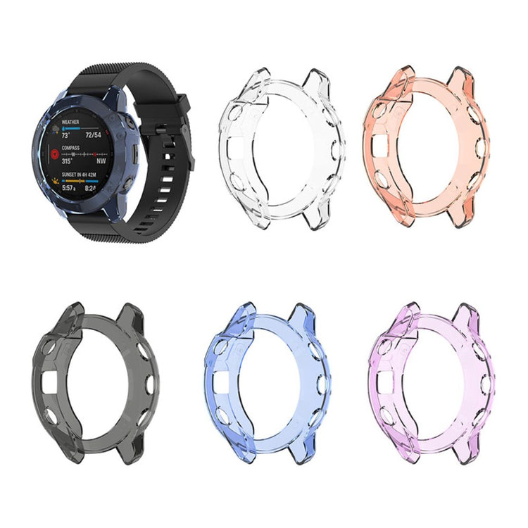 Garmin Fenix 6 / Garmin Fenix 6 Pro Gennemsigtig Silikone Bumper  - Blå#serie_2