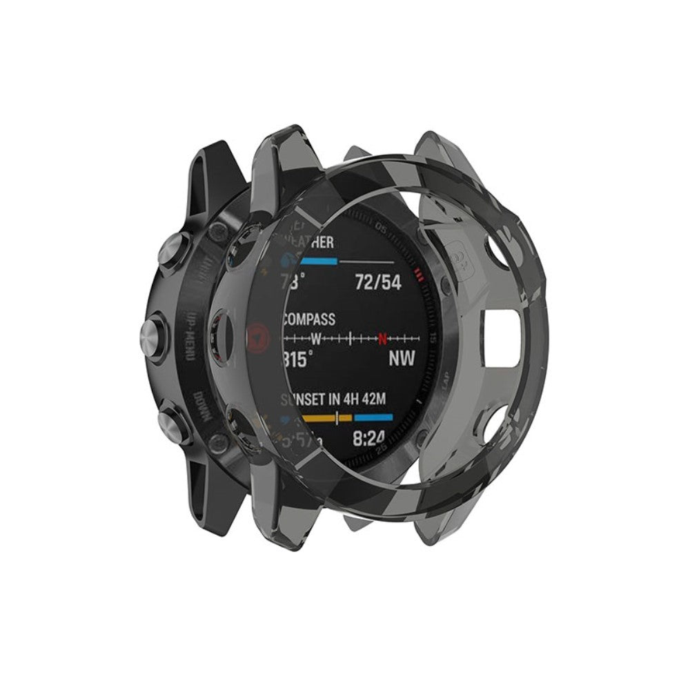 Garmin Fenix 6 / Garmin Fenix 6 Pro Gennemsigtig Silikone Bumper  - Sort#serie_3