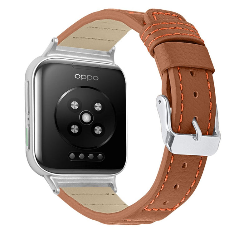 Vildt rart Oppo Watch (46mm) Ægte læder Rem - Brun#serie_1