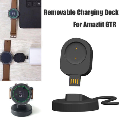 Plastik Amazfit GTR 42mm / Amazfit GTR 47mm USB Ladestation - Sort#serie_2