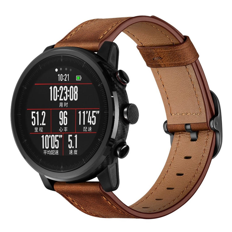 Nydelig Amazfit Stratos 2 \ 2s / Amazfit 1 Ægte læder Rem - Brun#serie_2