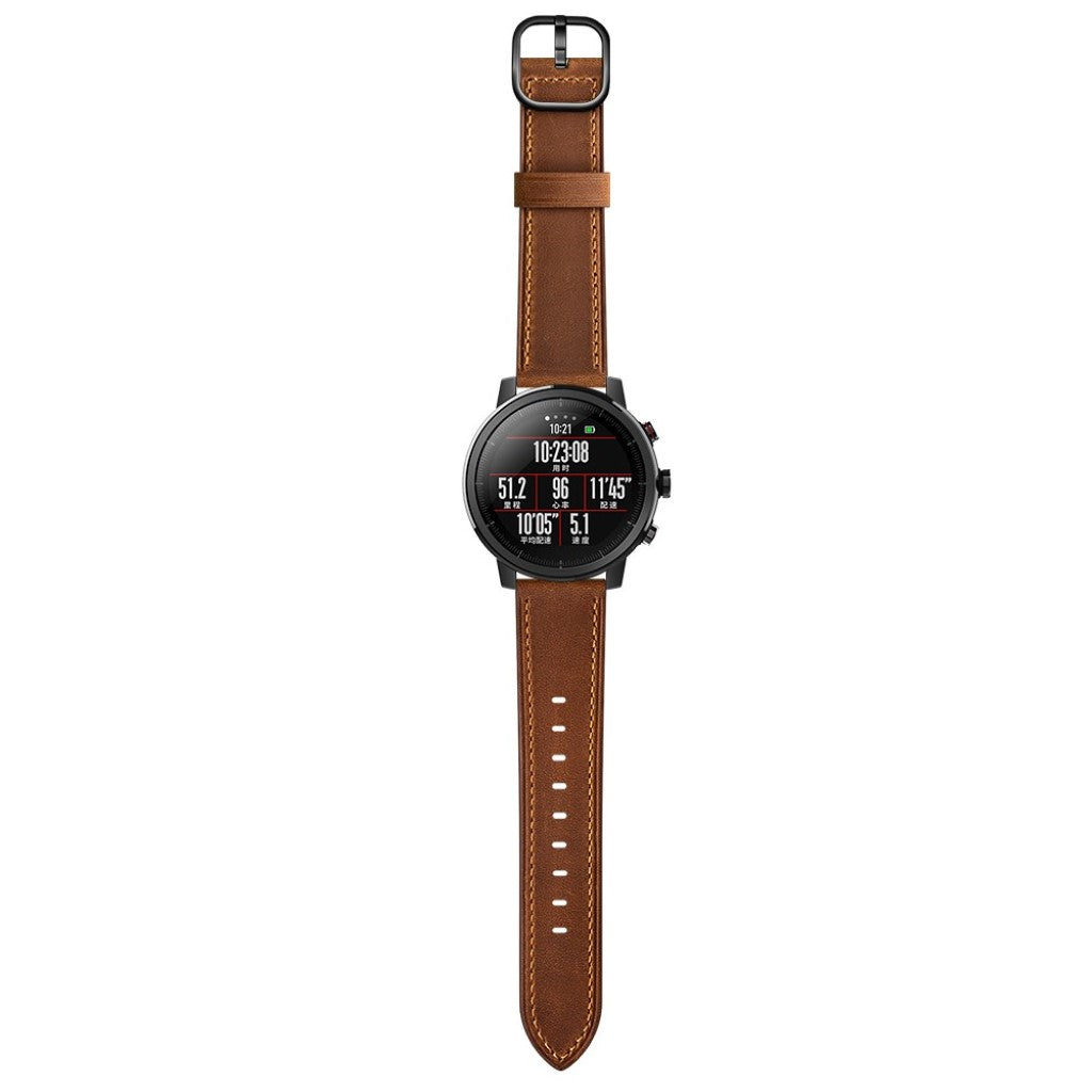 Nydelig Amazfit Stratos 2 \ 2s / Amazfit 1 Ægte læder Rem - Brun#serie_2