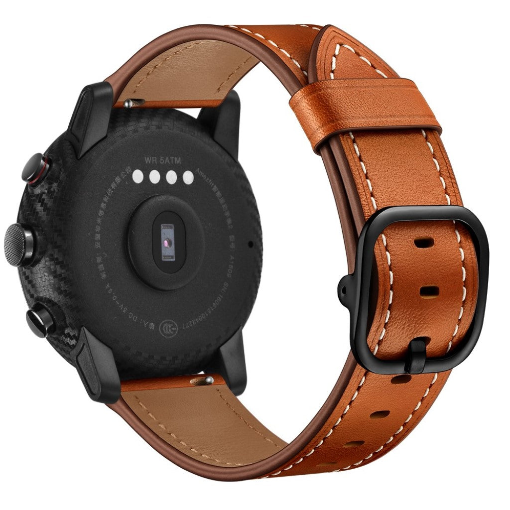 Nydelig Amazfit Stratos 2 \ 2s / Amazfit 1 Ægte læder Rem - Brun#serie_3