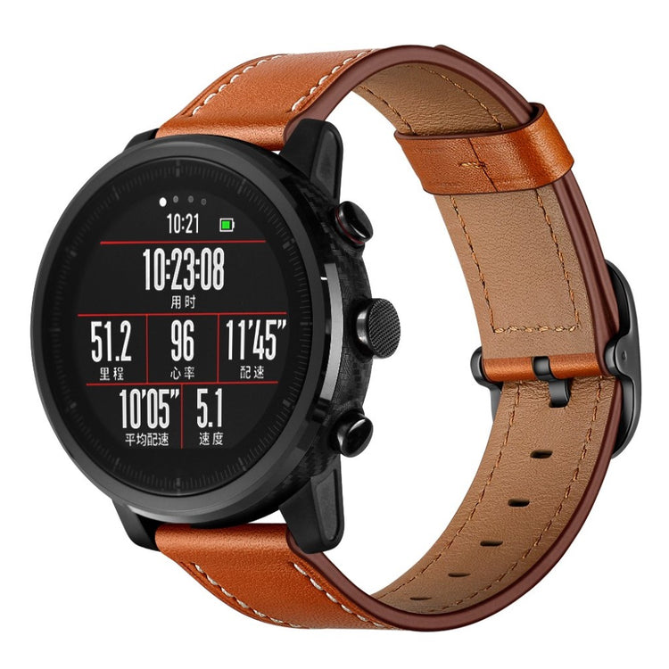 Nydelig Amazfit Stratos 2 \ 2s / Amazfit 1 Ægte læder Rem - Brun#serie_3