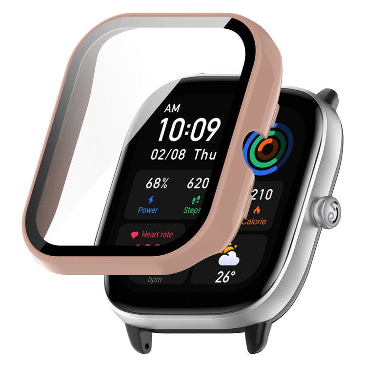 Meget Flot Amazfit GTS 4 Mini Cover med Skærmbeskytter i Plastik og Hærdet Glas - Pink#serie_6